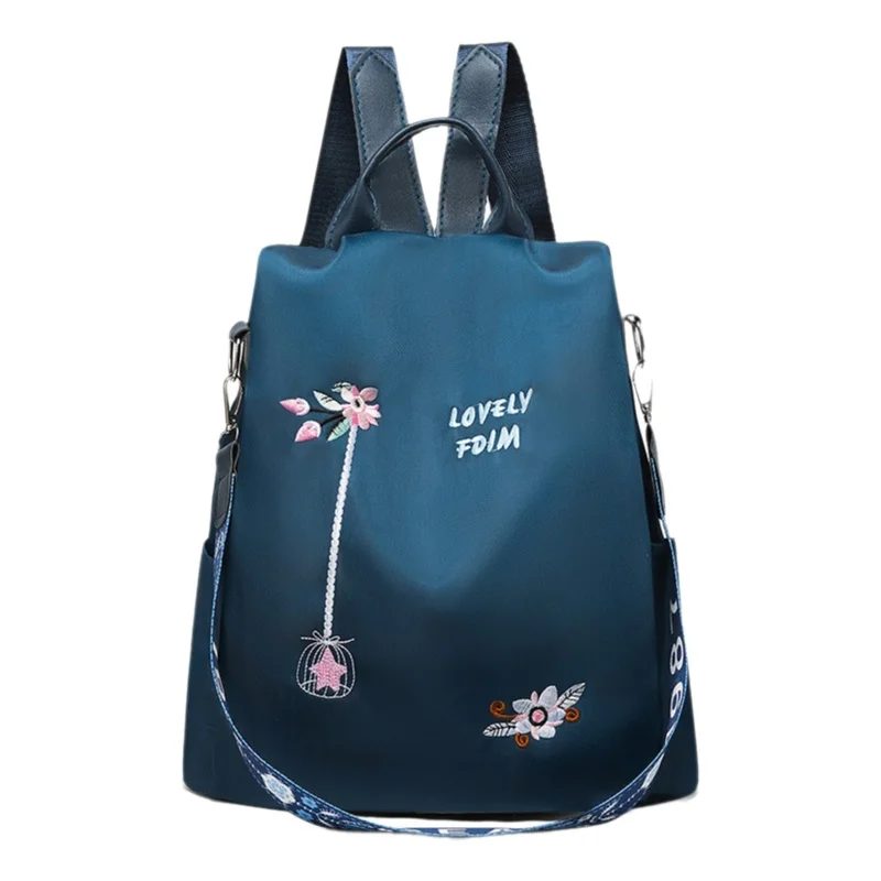Trendy Embroidered Large Capacity Women's Tote Bag Handheld Single Shoulder Bag Street Style Oxford Cloth Zipper Closure Soft - 6