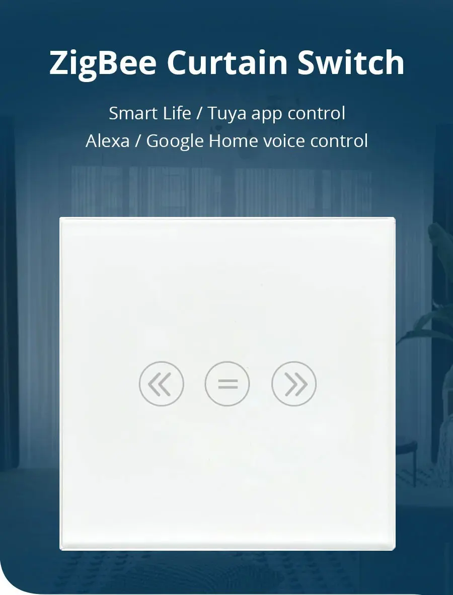 Description Picture 3 of itemZemismart Tuya Zigbee Smart Curtain Switch Smart Shade Motor Switch Neutral Wire Required Alexa Google Home Timer Remote Control