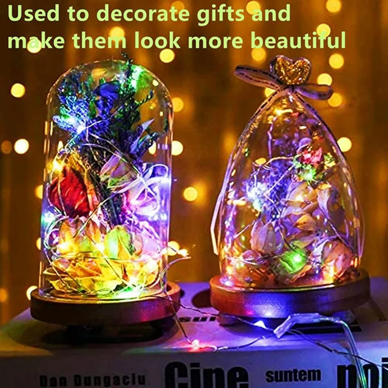 20-Pack Silver Copper Wire Fairy String Lights - Battery-Powered Decorative Lighting for Weddings, Parties, and Christmas