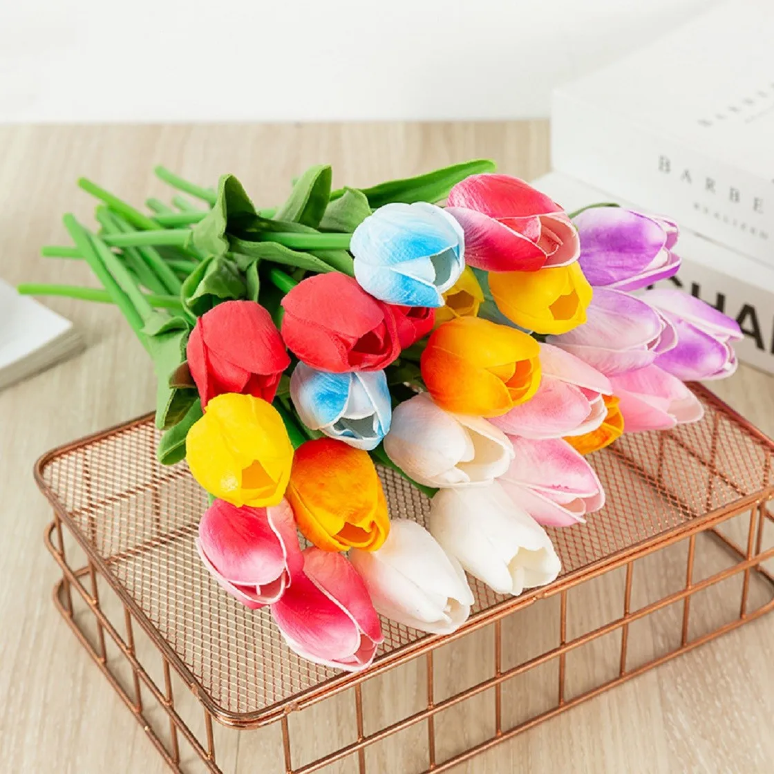 

Imitation mini tulip artificial flower home decoration living room flower arrangement material hand-sense PU wedding decor