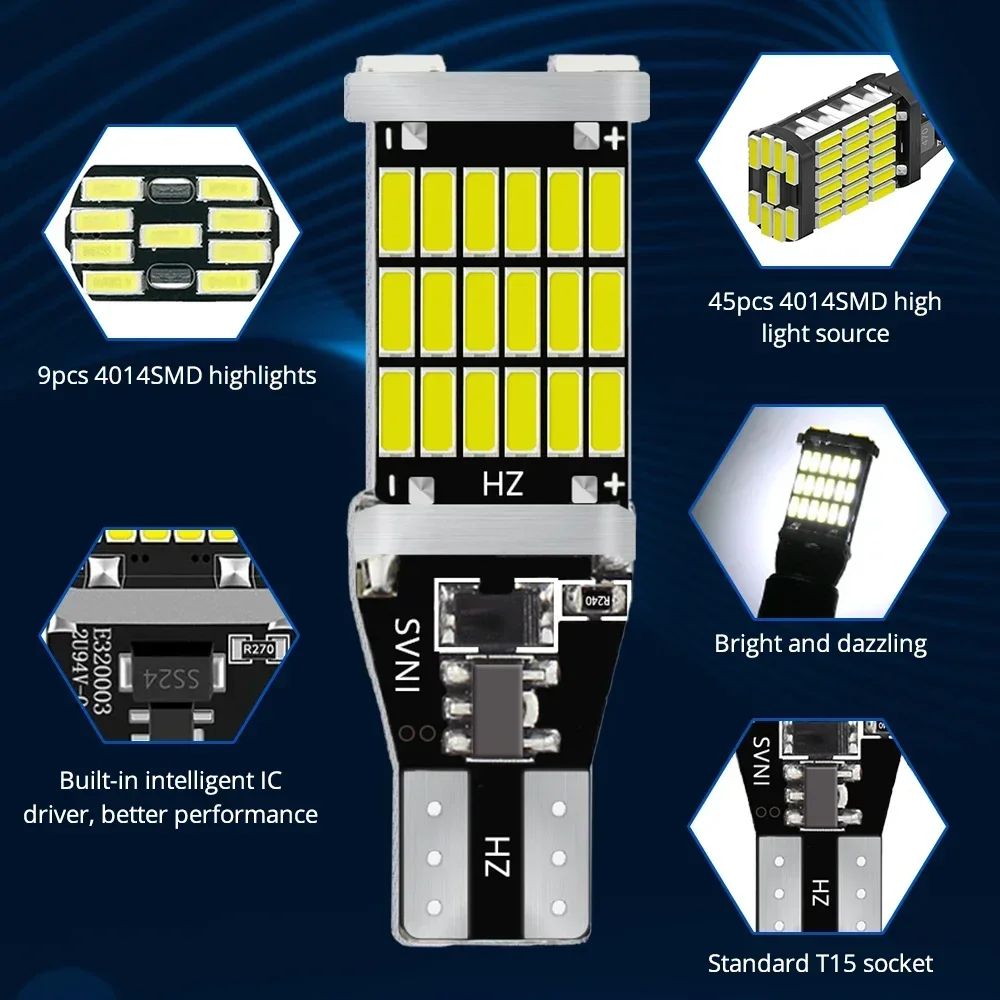 Ϲ  ڵ , Ʈ  õ, Conzida, T15 LED Ba15s 1156 1157, W16W, 45SMD, 4014 ȭƮ, 12V, 4 