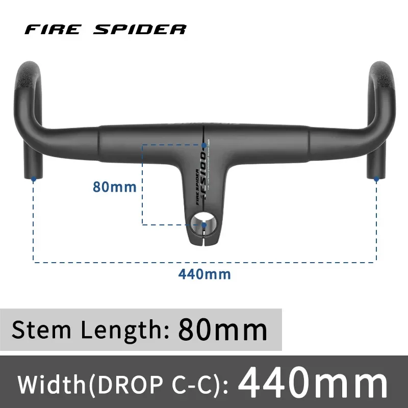 FIRE SPIDER カーボンハンドル 380mm 一体型カーボンファイバーロード