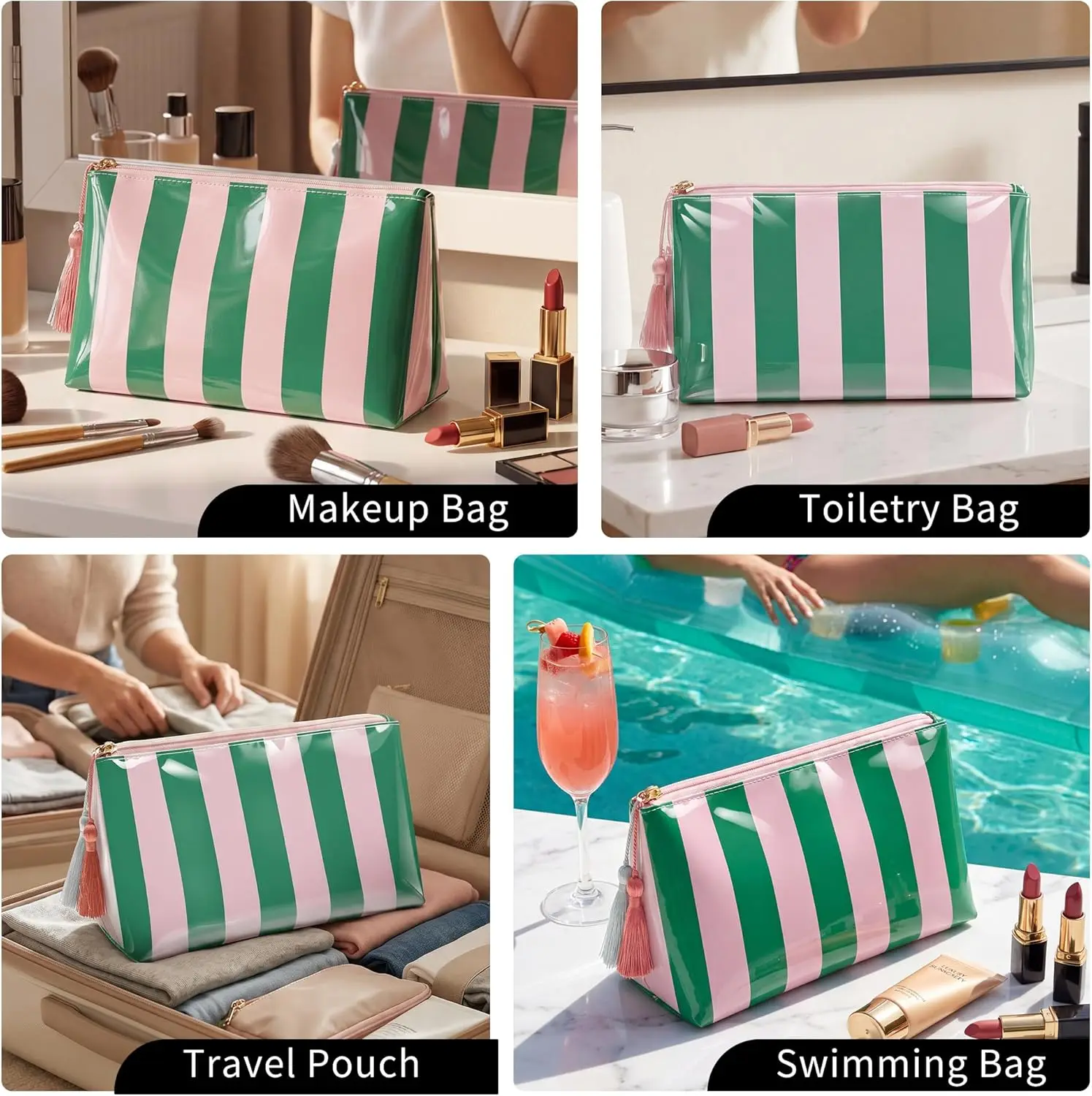 Large Transparent Waterproof Cosmetic Bag for Women's Travel Essentials