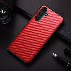 Carbon Fibre Texture Case - Sleek and Stylish Fashion Design for Galaxy M35 (Red)