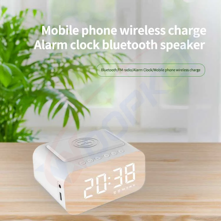 Multifunction 15W Wireless Charger 5W Speaker Display Night Light Alarm Clock 20