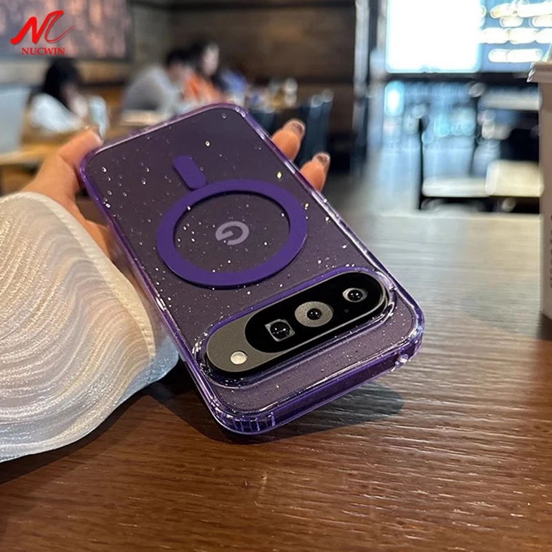 Transparent Glitter MagSafe Case with Magnetic Wireless Charging