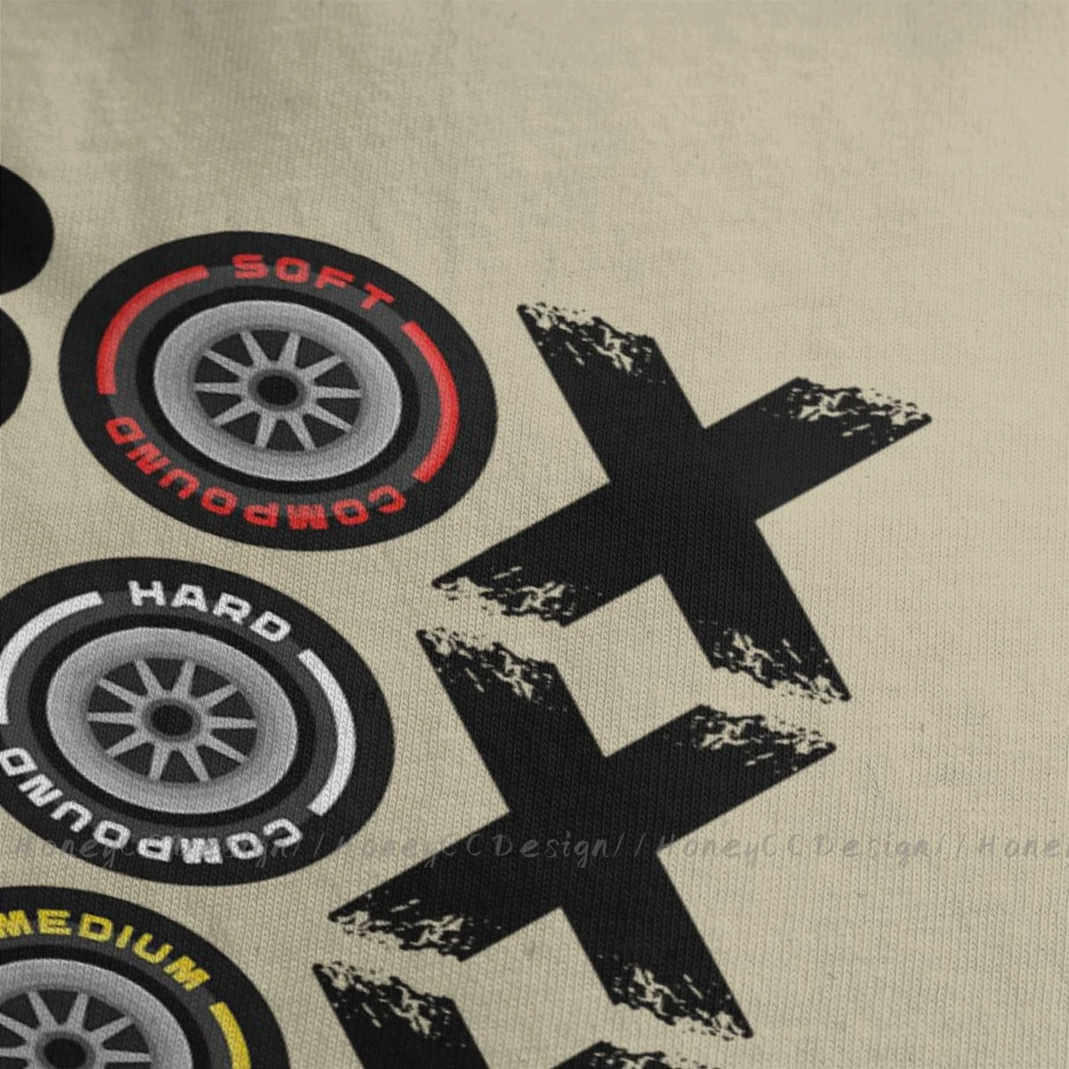 High-Quality Men's Black Formula 1 Pure Cotton T-Shirt - Box Box Box Tyre Compound Design