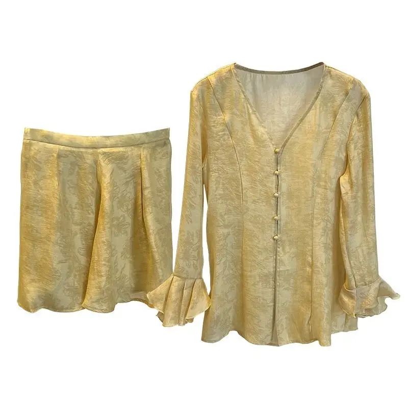 New Chinese Style Improved Version Hanfu Set for Women's Summer Fashion High-end Sense Sun Protection Shirt Shorts Two-piece Set