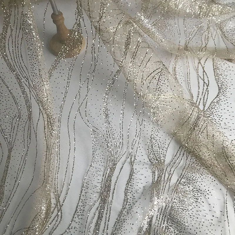 Glistening Sequin Mesh Fabric with Water Ripple Design for Creative Decorating and Fashion