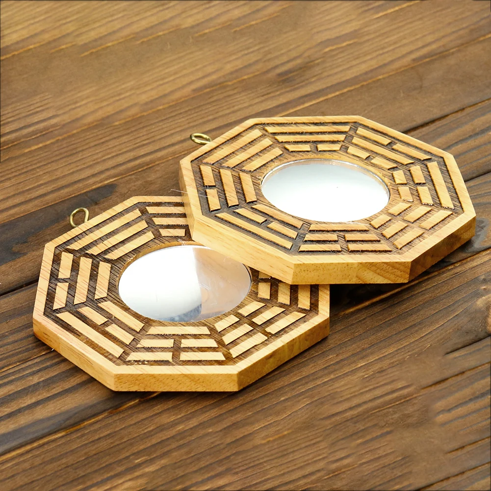 Specchio Bagua Convesso In Ottone Portafortuna Feng Shui Con Sacchetto Regalo - Protezione E Armonia Per La Casa (9,5 Cm)