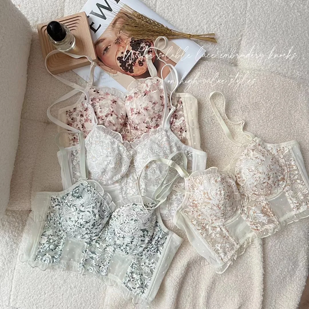 Bra Set Embroidery Flower Embroidery Bra Brief Set Lace Bra Set