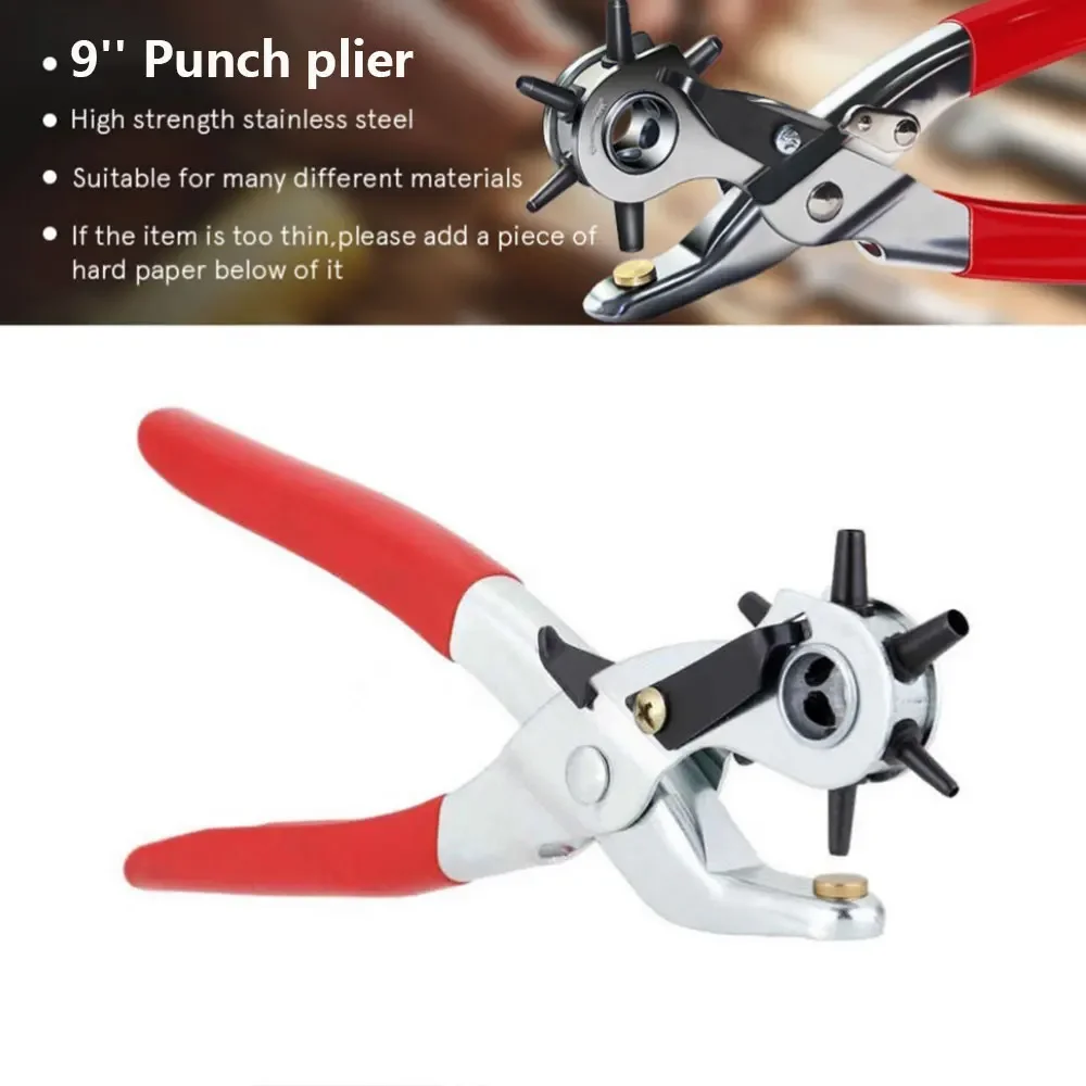 Leather Hole Puncher 6 Size Heavy Duty Revolving for Leather Belt