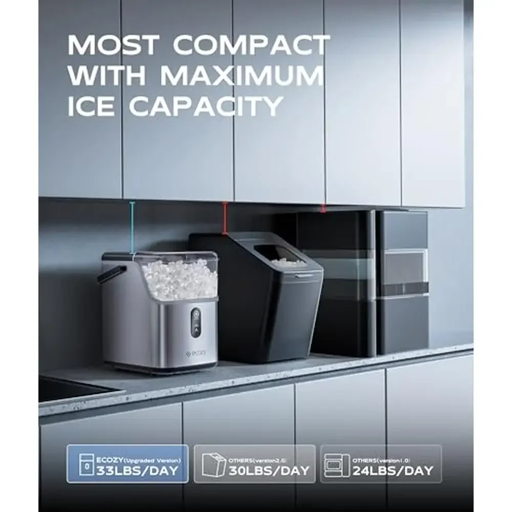Crushed Pellet Nugget Ice Maker Machine 33lbs/24H Self-Cleaning Operation Easy Add Water Compact Design Portable Countertop Ice 4