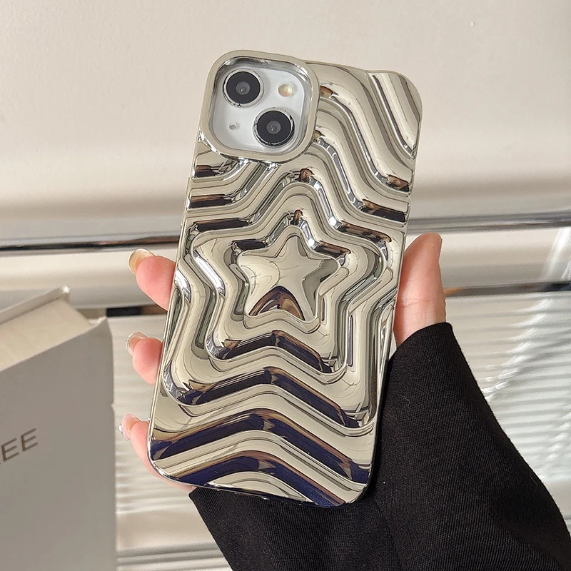 Silver Gradient Star Bling TPU Phone Case - Plating Silicone Back Cover