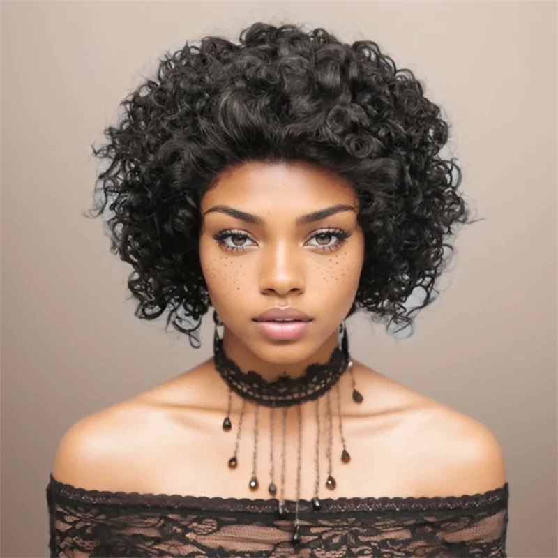 Short Glueless HD Rose Curly Pixie Cut Wig Human hair 5X5 HD Closure Wigs 8Inch Human Hair Wig for Women Pre Plucked 1