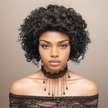 Short Glueless HD Rose Curly Pixie Cut Wig Human hair 5X5 HD Closure Wigs 8Inch Human Hair Wig for Women Pre Plucked 1