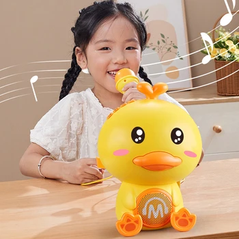 Cute Duck Singing Sound Microphones Early Education Machine Voice Changeable Storytelling With Light Music Toys For Kids Gifts 3