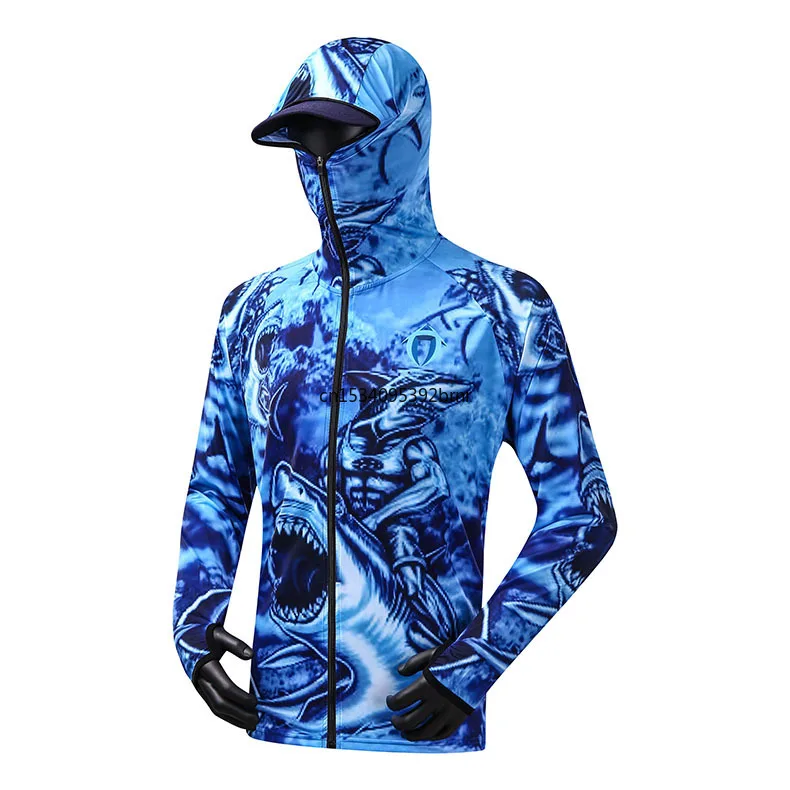 2023 New Fishing Clothing Hooded Printing Fishing Clothes Sunscreen