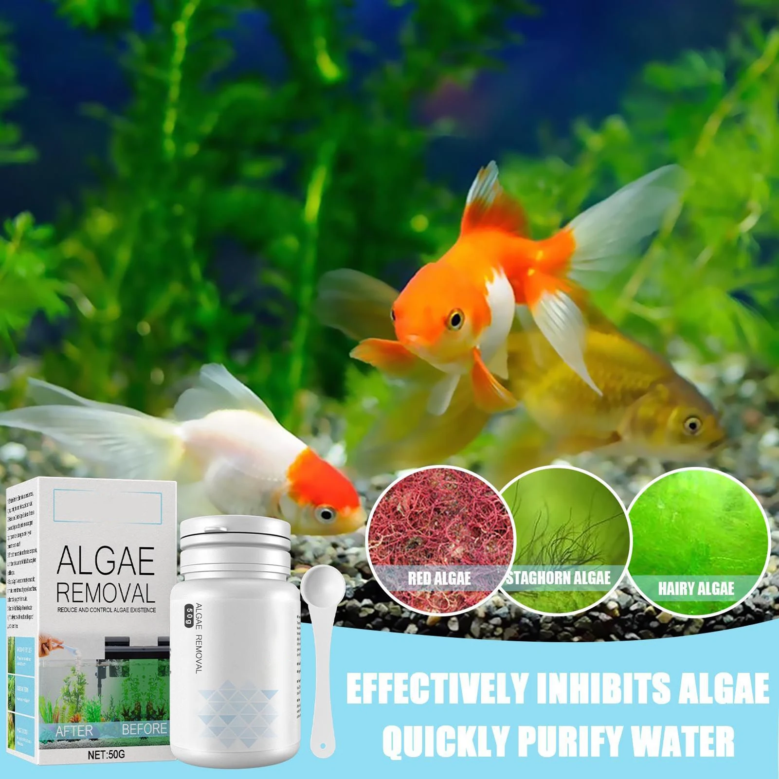 Algae Removal Potion Safe And Effective Tank Moss Remover Safe And Healthy Aquarium Fish Tank Cleaning Powder