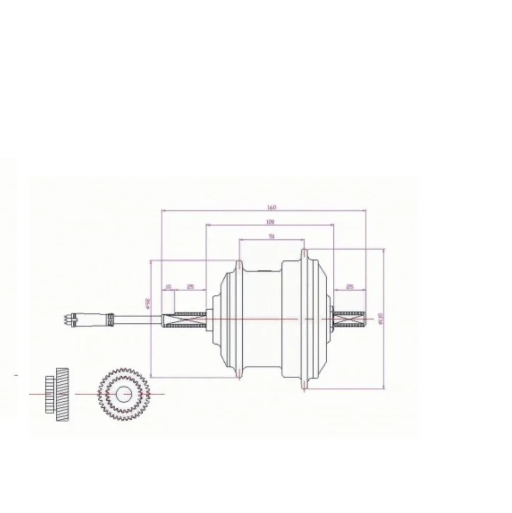 fork size-100mm Q75SX 36V 250W ebike motor RPM:201 or 328/AKM-Q7SX 36V 250W front motor Ebike hub