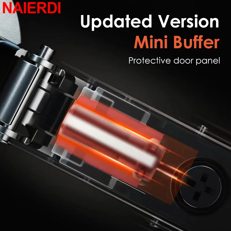 NAIERDI 2PCS 검은 유압 경첩 냉간 압연 강철 캐비닛 도어 힌지 댐퍼 버퍼 소프트 닫기 주방 찬장 가구