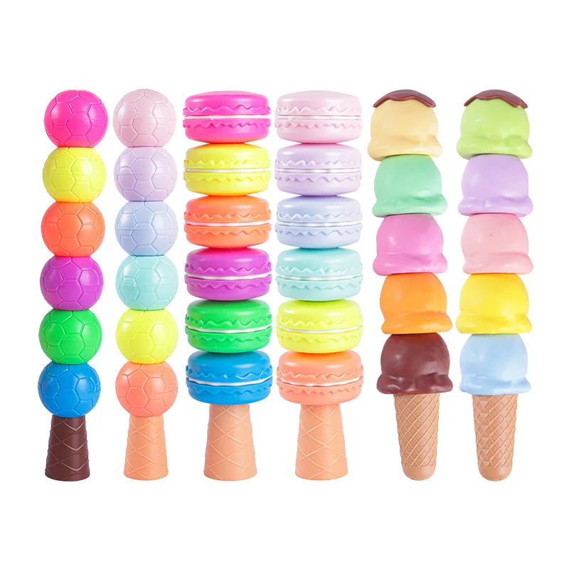Detachable Highlighter Pen Marker Pens 6colors Kawaii Ice Cream Shape Fluorescent Pen Drawing Highlighter Pens Pastel Stationery highlighter pen,marker pen,highlighter marker,art marker