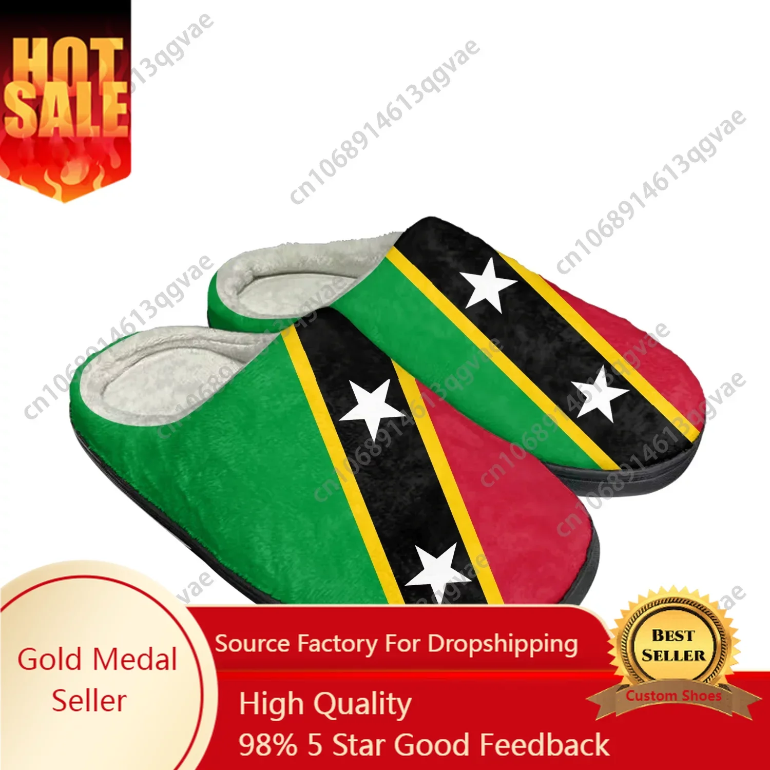 St Kitts and Nevis Flag Home Cotton Custom Slippers Mens Womens Sandals Plush Bedroom Casual Keep Warm Shoes Thermal Slipper