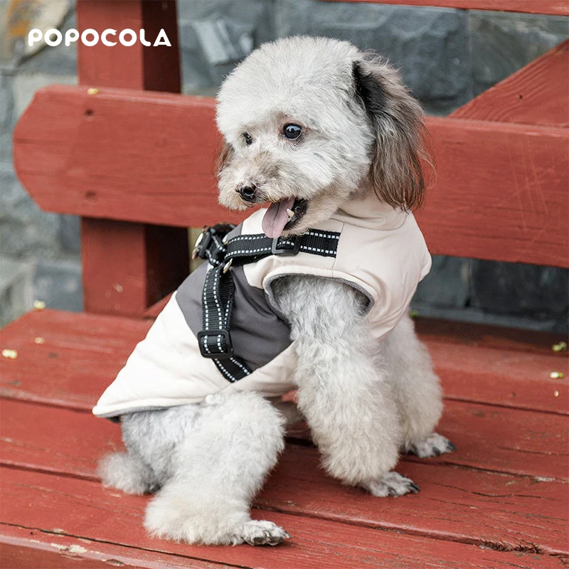 Thickened Polyester Dog Clothes Autumn Winter Teddy Vest Cold-Proof Pet Coat Comfortable Bichon Schnauzer Outfit
