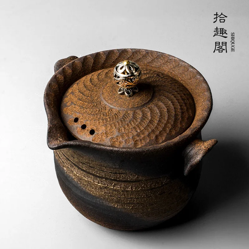 

Japanese Style Handmade Teapot Stoneware Kiln Baked Pot Vintage Firewood Tureen Porcelain Kung Fu Tea Set Pu'er Tea Making Devic