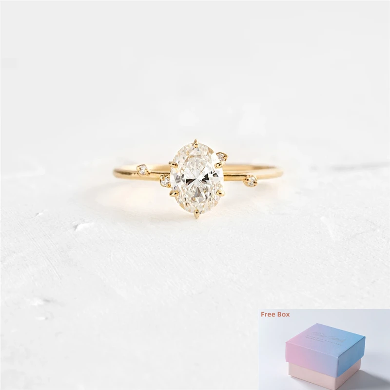 Elegant Geometry Egg Shape Crystal Gold Rings 925 Sterling Silver Finger Hearts Wedding Women Jewelry