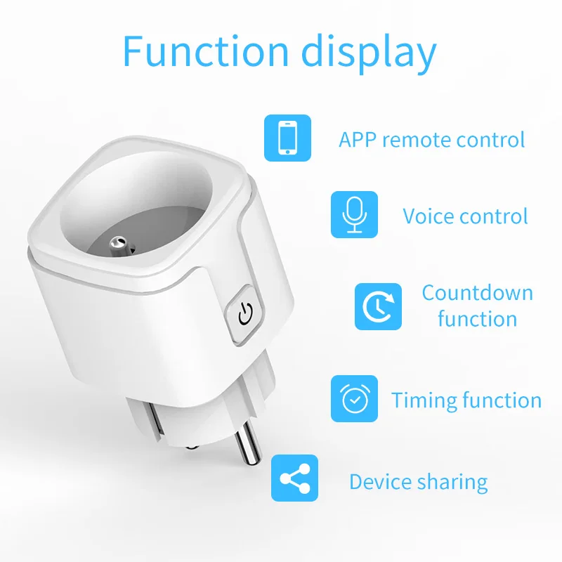 Tuya Smart Plug WiFi & Bluetooth FR مقبس 16A مع مر...