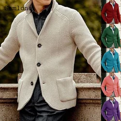 Plus Size 4xl 5xl Men Autumn New Knitting Sweaters Winter Warm Coats Mens Basic Top Cardigans Pocket Design Sweater Jumpers 2023