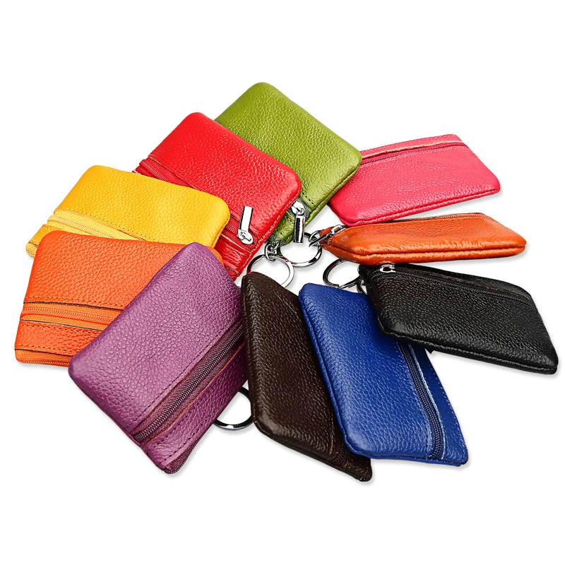 New Women's Genuine Leather Coin Purse Female Wallets Custom Gifts Girls Zipper Coin Purses Children Storage Pocket Bags Pouch 5
