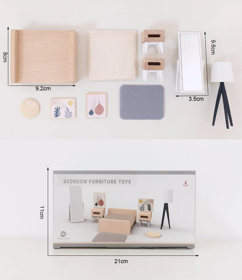 Wooden Play House Toy Set Mini Dollhouse Simulated Furniture Decoration Set Bedroom Kitchen Items Table And Chairs Accessorie