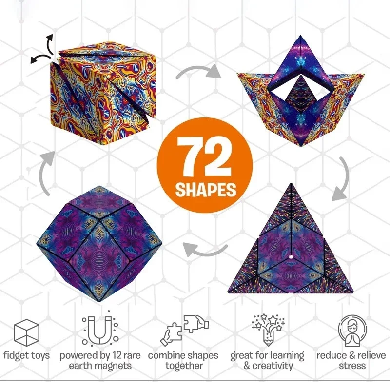 新品　未開封　MAG CUBE シルバー　ブルー　磁石 NEW Shasibo Cube Geometric Changeable Magnetic Magic Cube