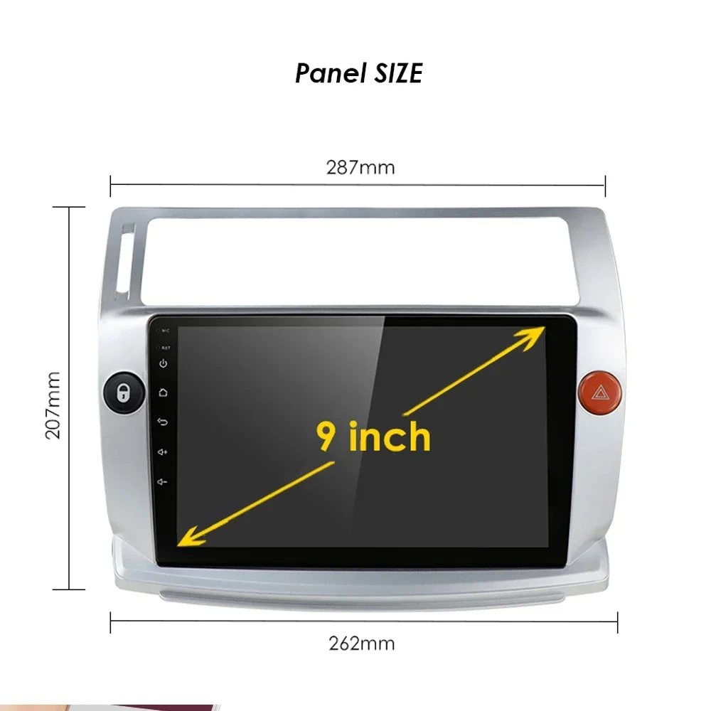 Android 13 Auto Wireless CarPlay Car Radio For Citroen C4 C-Triomphe C-Quatre 2004-2009 Autoradio Screen Multimedia GPS Stereo - 5