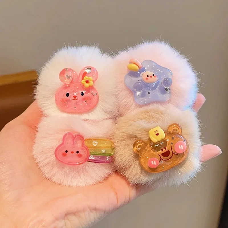 2pcs Children's Hair Band New Plush Girls Autumn and Winter New High Elastic Bold Hair Little Girl Headband