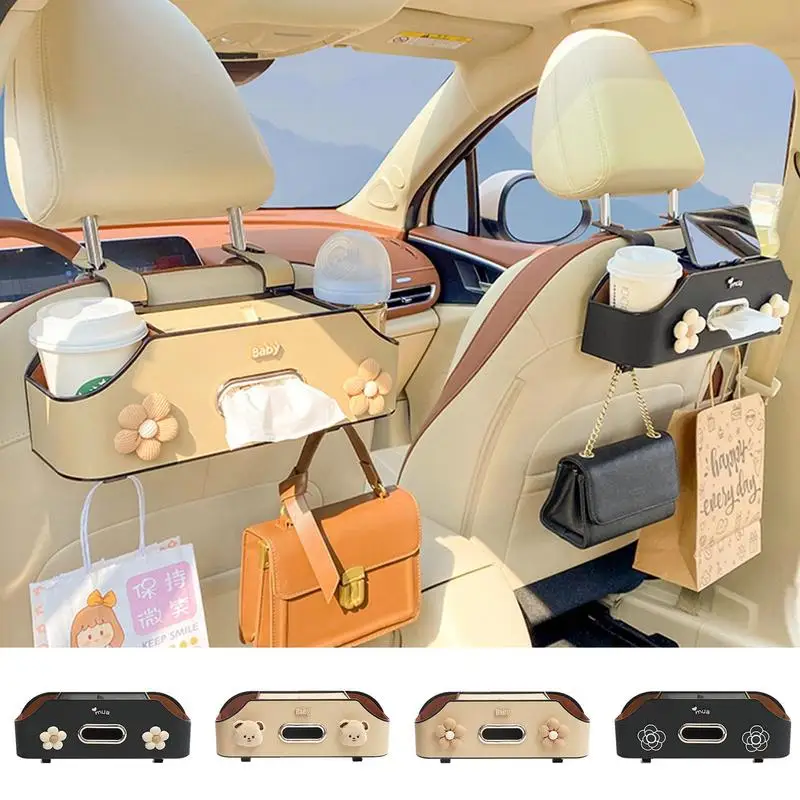 

Seat Back Organizers Fashionable Multi-Pocket Car Trunk Organizer Waterproof Faux Leather Auto Storage Rack For Drinks Toys