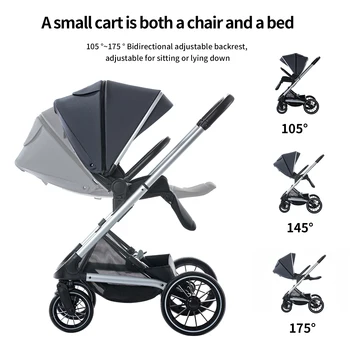 Baby Stroller Reversible Seat,Newborn Stroller with Bassinet Mode,Luxury Foldable Baby Carriage,Toddler Stroller,Infant Pram 2