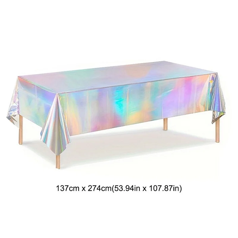 1/3/5pcs Iridescent Tableclothe Laser Silver Disposable Table Cover for Wedding Kids Rainbow Birthday Party Decoration Supplies