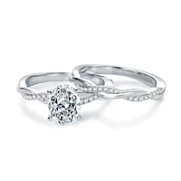 7x9mm Oval Moissanite Engagement Ring Set For Women