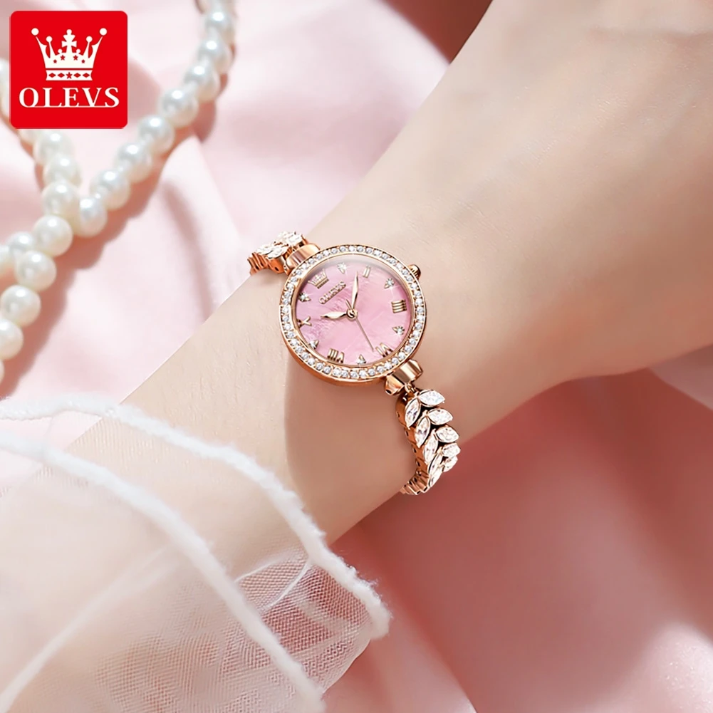 OLEVS Women's Watches Waterproof Luxury Inlaid Diamond Dial Elegant Ladies Wristwatch Quartz Watches for Women Reloj Mujer Clock