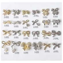 

2pcs Elegant Bowknots Designs Pearl Zircon Decorations With Alloy For Nail Manicure Beauty