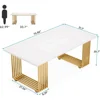 Computer Desk,70.9" Desk,  White Executive Desk Metal Legs,Study Writing Desk, Large Workstation Office, Conference Table 6