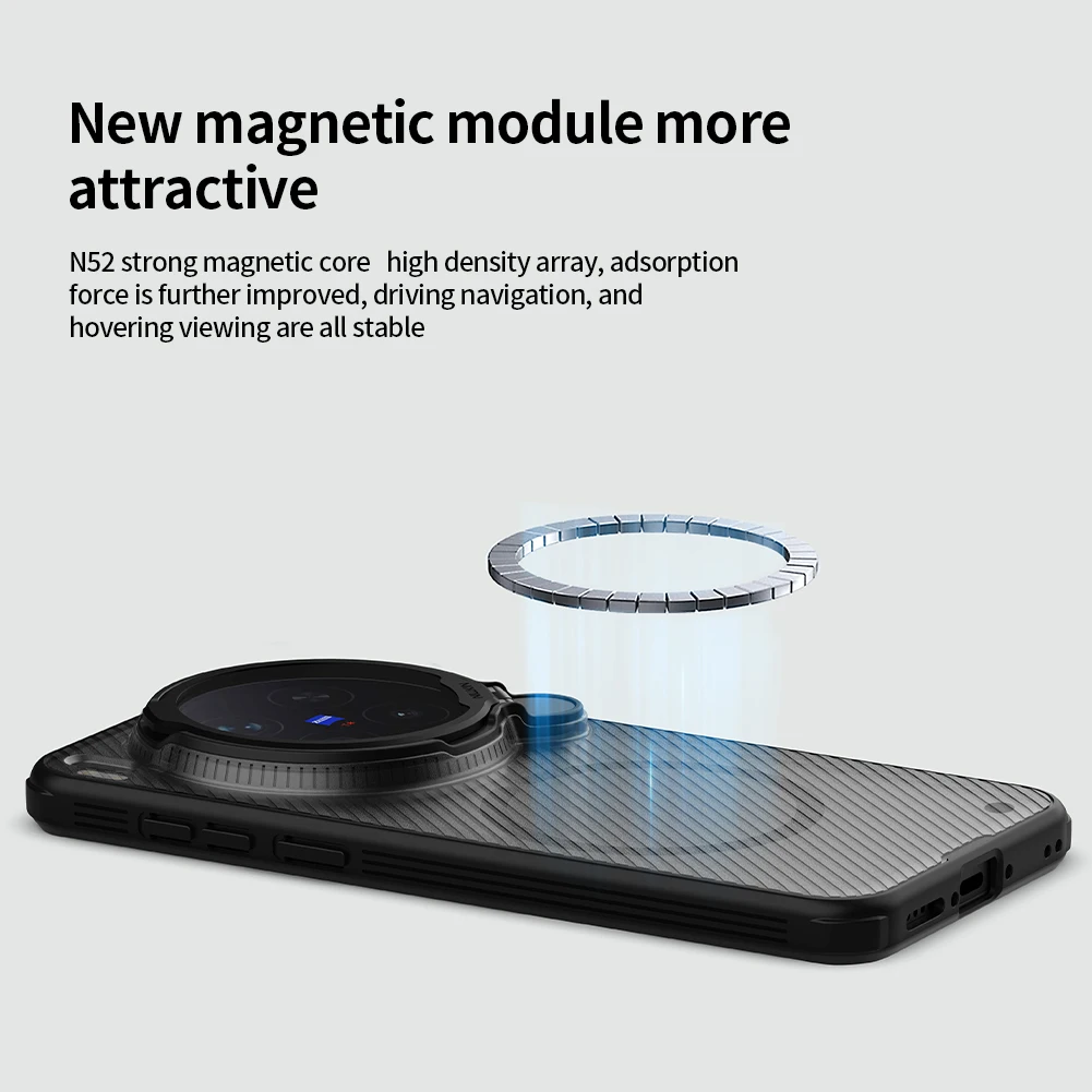 NILLKIN Magnetic Case - Twill Design with Skin-Friendly Coating, All-Inclusive Protection, Flip Lens Cover, Holder