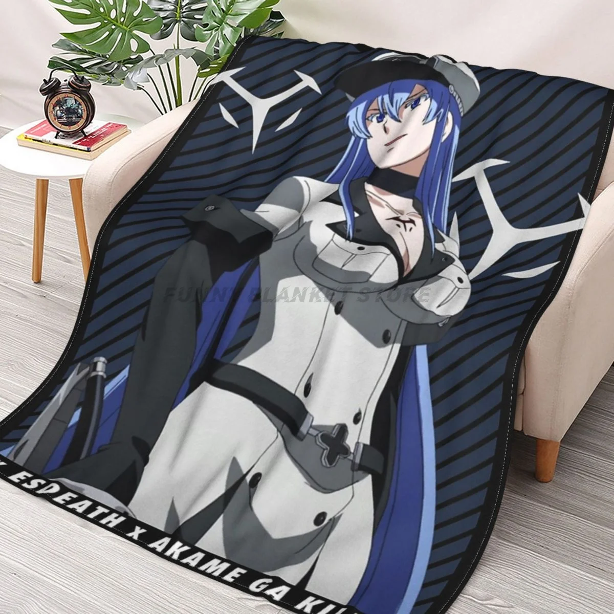 

Esdeath - Akame Ga Kill Throws Blankets Collage Flannel Ultra-Soft Warm picnic blanket bedspread on the bed