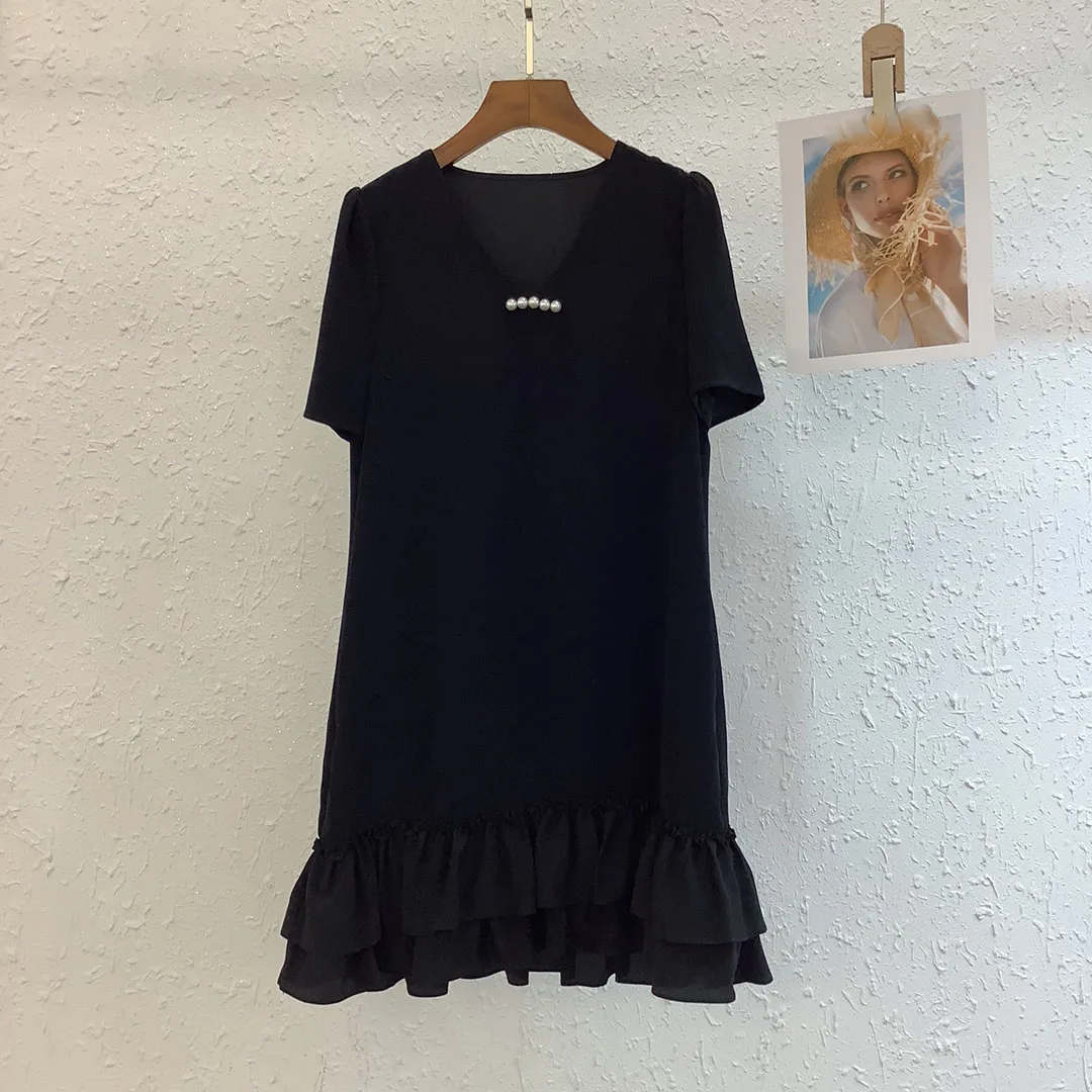 

Шелковое платье с V-образным вырезом, подол, дизайнерская Повседневная мода, Новинка лета 2023, стиль 0317