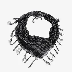 Summer Lightweight Tactical Plaid Scarf - 100 x 100 cm (Black gray)