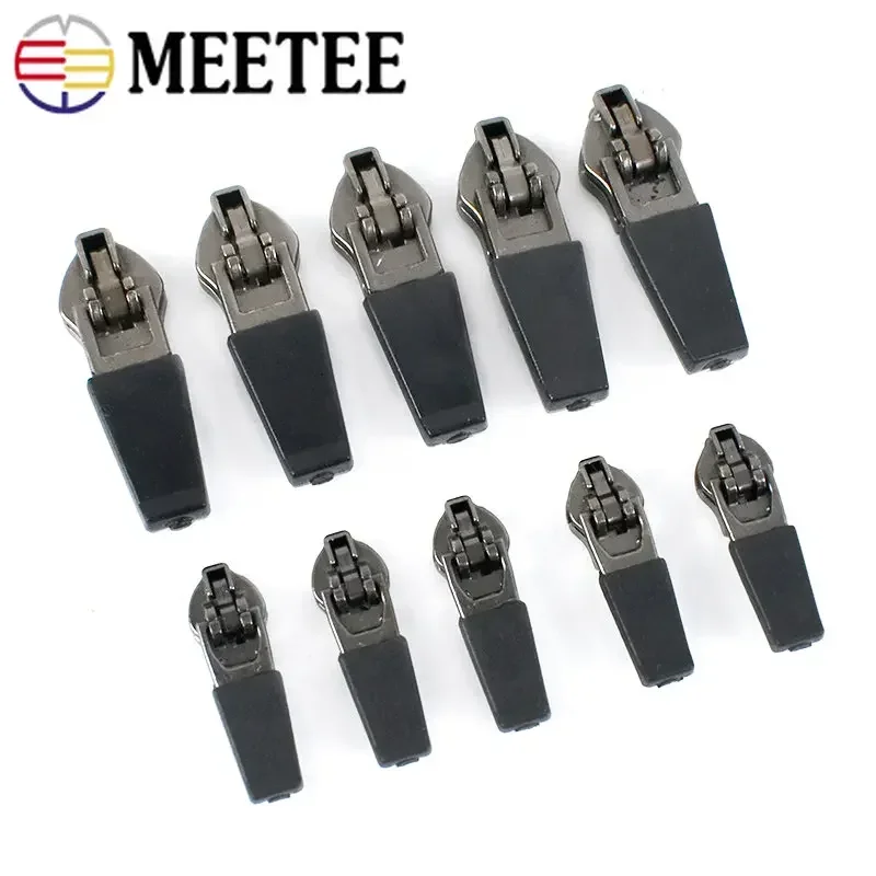 10Pcs Meetee 3# 5# Anti-loading Waterproof Zipper Slider Reverse Installation Invisible Nylon Zippers Bag Jacket Zip Head Puller