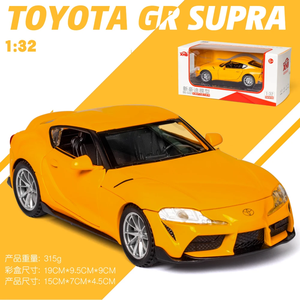 1/32 Toyota GR SUPRA Diecast Alloy Car Model High Simulation Metal Toy With Sound Light Pull Back For Kid Children Collection lego fire truck Diecasts & Toy Vehicles